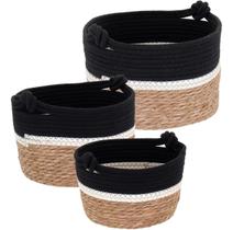 Cesta fibra preto 3pç Cesta fibra preto 3pç
