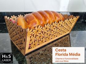 Cesta Florida Produzida em MDF Tamanho Média