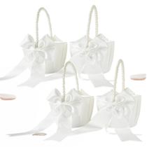 Cesta Flower Girl ATAILOVE Ivory Fairy com alça de pérola x4 Cesta Flower Girl ATAILOVE Ivory Fairy com alça de pérola x4