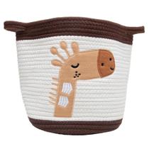 CESTA GIRAFFE 29x29x29CM MARROM/BRANCA POLIESTER LYOR