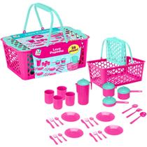 Cesta Leva Papinha Panelinhas Infantil 28 Peças Kit Cozinha