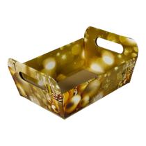 Cesta M para Presente de Natal Dourada "Boas Festas" 23X16X10,5 com 1 Unidade Quantidade:10
