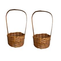 Cesta Média Redonda Bambu 26x14cm Decorativo Festa c/ 2 un