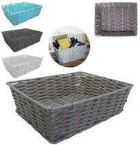 Cesta Multiuso Retangular de Plástico Tipo Vime Colors 23X18X7CM