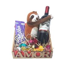 Cesta Namorados Com Vinho E Pelúcias De Bichinhos Escolha