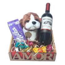 Cesta Namorados Com Vinho E Pelúcias De Bichinhos Escolha