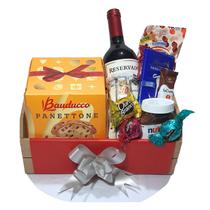 Cesta Natal Luxo Presente Lindt Chocolates, Panetone, Vinho