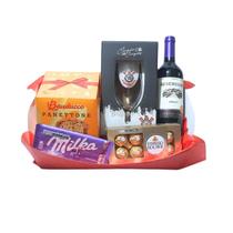 Cesta Natal Times de Futebol com Panetone Taça Vinho Ferrero