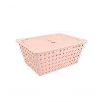Cesta One Maxi Com Tampa 39 X 30 X 16,8 Cm Rosa Blush Coza