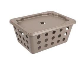 Cesta One Pequena com Tampa Warm Gray