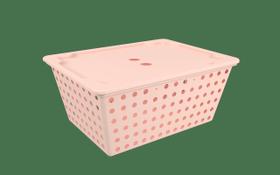 Cesta Organizadora Com Tampa Coza One Maxi 12,9 Litros 39 x 30 x 16,8 cm Rosa Blush