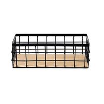 Cesta organizadora de armazenamento KiaoTime Metal Wire com base de madeira Cesta organizadora de armazenamento KiaoTime Metal Wire com base de madeira