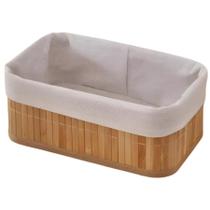 Cesta Organizadora Desmontável Bambu Forro Tecido 25cm Mek