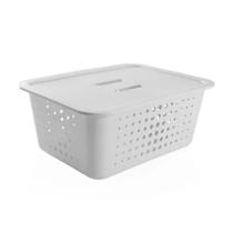 Cesta Organizadora G Com Tampa 14,5L Branco - Ou