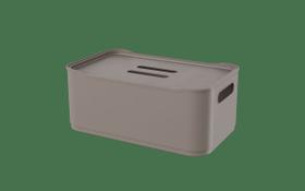 Cesta Organizadora Grande com Tampa Coza Fit 30,5 x 18,5 x 12,4cm Warm Gray