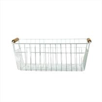 Cesta Organizadora Guarda Objetos Branco Metal Aramado Alça Cesta Organizadora Guarda Objetos Branco Metal Aramado Alça