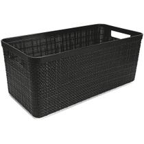 Cesta Organizadora Juta Alongada Grande 7L Preto