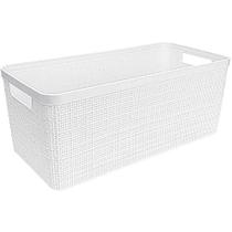 Cesta Organizadora Juta Alongado Grande Branca 7,4L