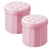 Cesta otomana de armazenamento com veludo de armazenamento rosa 35x35x33cm Cesta otomana de armazenamento com veludo de armazenamento rosa 35x35x33cm
