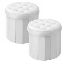 Cesta otomana de armazenamento: pufe com armazenamento 35x35x33cm, branca