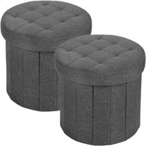 Cesta otomana de armazenamento: pufe com armazenamento, cinza escuro, 35x35x33cm Cesta otomana de armazenamento: pufe com armazenamento, cinza escuro, 35x35x33cm