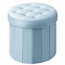 Cesta otomana dobrável para armazenamento, redonda, 36x36x33cm, veludo azul-petróleo Cesta otomana dobrável para armazenamento, redonda, 36x36x33cm, veludo azul-petróleo