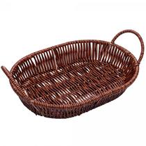 Cesta oval de plástico trançado com alça Rattan Lyor 29x22x7,5
