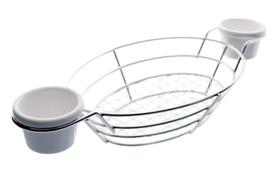 Cesta oval em aço inox com 2 molheiras em melamina Dynasty Fry Cesta oval em aço inox com 2 molheiras em melamina Dynasty Fry