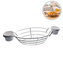 Cesta oval fly aço inox 2 molheiras melamina prata dynasty Cesta oval fly aço inox 2 molheiras melamina prata dynasty