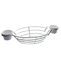 Cesta oval Fry em inox com 2 molheiras em melamina prata -Dynasty Cesta oval Fry em inox com 2 molheiras em melamina prata -Dynasty
