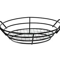 Cesta Oval Inox Com 2 Molheiras Porcelana