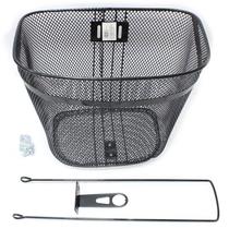 Cesta para bicicleta Aro 26 Oval Média Aço Preto C/ Sup E Haste