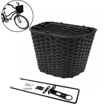 Cesta para Bicicleta com Tampa Plástico Tipo Nylon Preta ou Marrom com Suporte até 8kg Cesta para Bicicleta com Tampa Plástico Tipo Nylon Preta ou Marrom com Suporte até 8kg