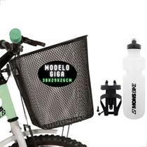 Cesta Para Bicicleta Extra Grande Bike Aro 26 Mtb Gigante + Garrafinha de Água + Suporte