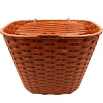 Cesta para bicicleta plástica retrô trançada - marrom