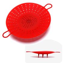 Cesta para Cocinar al Vapor de Verduras y Alimentos de Silicona, Buen Agarre, Roja