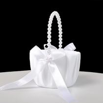 Cesta para Daminha ATAILOVE com Laço de Cetim e Alça de Pérolas Cesta para Daminha ATAILOVE com Laço de Cetim e Alça de Pérolas