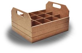 Cesta para Garrafas com Alça Lateral e 12 Divisorias 32x18x26 Mdf Madeira Cesta para Garrafas com Alça Lateral e 12 Divisorias 32x18x26 Mdf Madeira