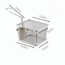 Cesta para petiscos em inox com copo molheira - Top Chef Cesta para petiscos em inox com copo molheira - Top Chef