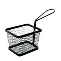 Cesta para servir fritura batata frita inox preta 7,5x10cm