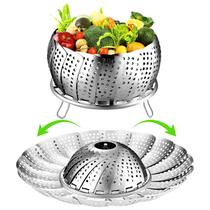 Cesta para vaporizador de vegetais FOFAYU dobrável em aço inoxidável