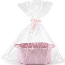 Cesta pequena de armazenamento de corda rosa da Happyiren 33x20x15 cm