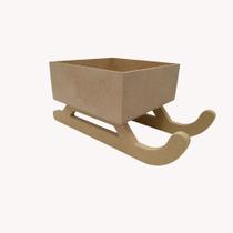 Cesta Pequena Formato Trenó Natal Mdf Cru Para Decorar