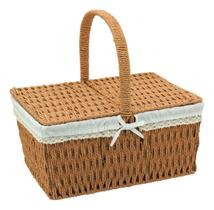 Cesta Piquenique Decorativa Organizadora Fibra 38x40x19cm