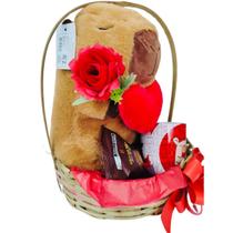 Cesta Presente com Pelúcia, Caneca e Chocolates Cesta Presente com Pelúcia, Caneca e Chocolates