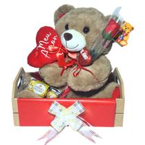 Cesta Presente Meu Amor com Urso, Flor e Ferrero