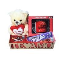Cesta Presente Namorada ou Esposa com Urso, Caneca e Chocolate