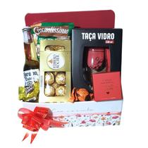 Cesta Presente Namorados Taça, Ferrero Rocher, Cerveja Corona e Vela Aromática