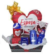 Cesta Presente Para Namorada Almofada E Caneca + Kit Nivea