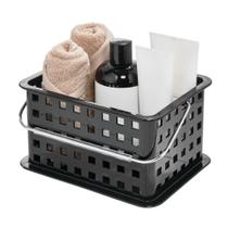 Cesta preta portátil Shower Caddy iDesign com alça de plástico